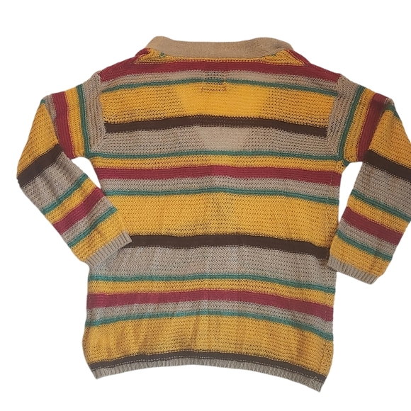 Urban Outfitters Buttin Front Cardigan Open Weave Multi Color Stripe Extra Small - Picture 2 of 10
